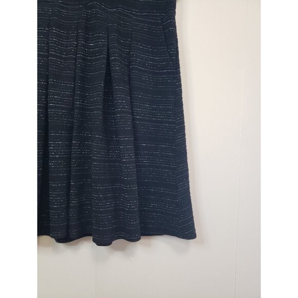 Draper James Dress Women XL Black Silver Metallic Knit Short Sleeve Fit n Flare - Picture 3 of 6